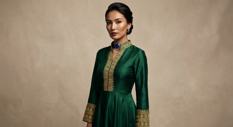 Emerald Embroidered Silk Kurta