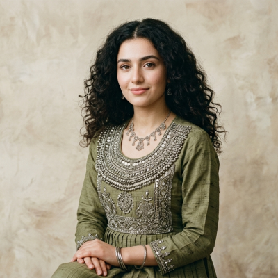 Olive Hand-Embroidered Kurta