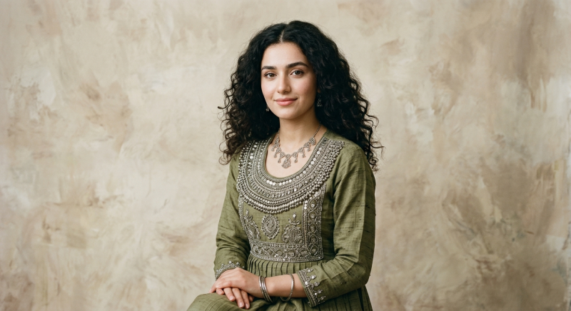 Olive Hand-Embroidered Kurta